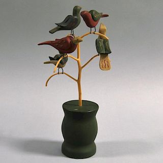 Modern Folk Art Bird Tree