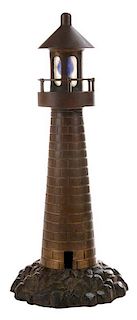 Bronze Lighthouse-Form Lamp