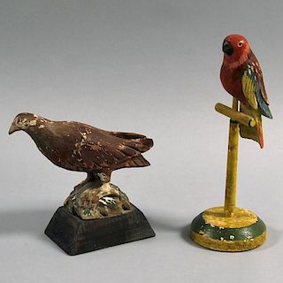 Two Carved and Painted Folk Art Birds