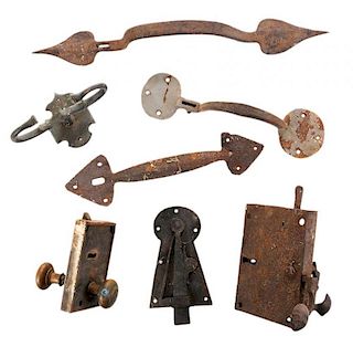 Thirteen Pieces Assorted Wrought Iron