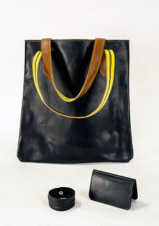 KENNETH SAGER, Leather Tote Bag, Card Carrier, and Cuff