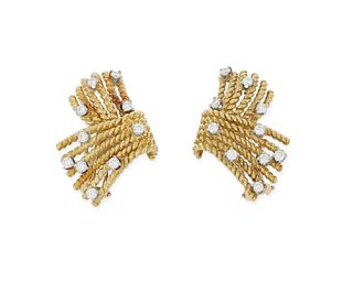 A pair of Tiffany & Co., Schlumberger "Rope" diamond earrings