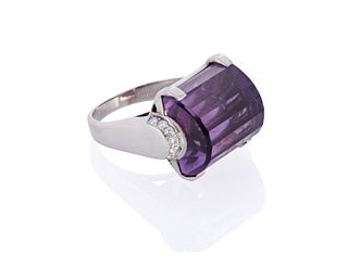 A late-Retro amethyst and diamond ring