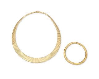 An assembled set of gold jewelry