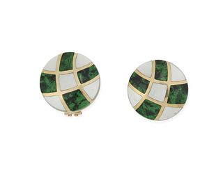 A pair of Asch Grossbardt maw sit sit and mother-of-pearl ear clips