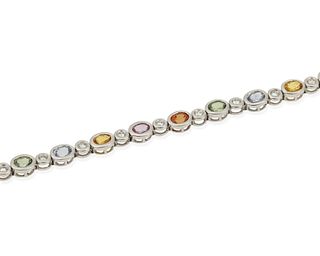 A multicolored sapphire and diamond bracelet