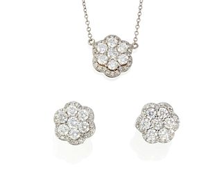 A set of diamond flower jewelry