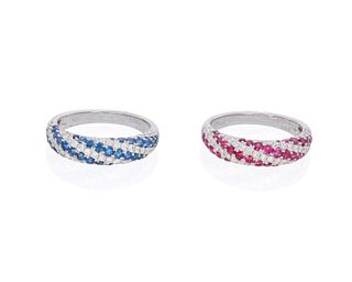 A pair of "red, white and blue" rings
