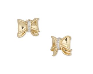 A pair of diamond bow earrings