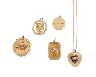 A group of five charms and one chain