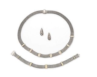 A group of silver jewelry