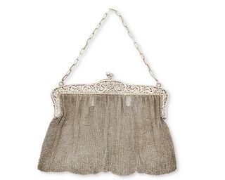 A sterling silver mesh purse