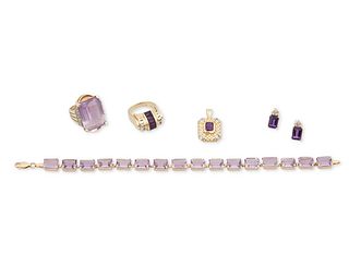 A group of amethyst jewelry