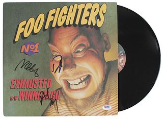Foo Fighters (4) Signed Exhausted Winnebago Album Cover W/ Vinyl (PSA LOA)