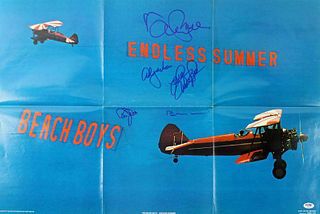 Beach Boys (5) Brian Wilson, Jardine, Love +2 Signed 20X30 Poster (PSA LOA)

