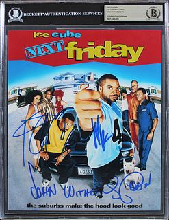 Ice Cube, Mike Epps & John Witherspoon Next Friday Signed 8x10 Photo (BAS Slabbed)

