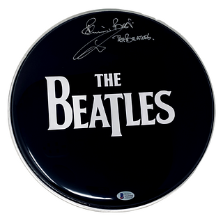 Pete Best Signed 12" Drumhead The Beatles Drummer (BAS COA)

