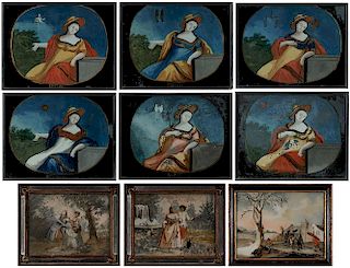 Nine Reverse Paintings on Glass