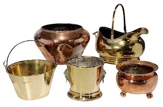 Five Brass and Copper Vessels