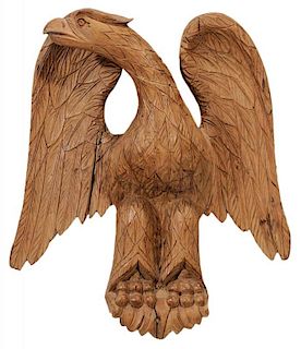 Finely Carved Pine Spread-Wing Eagle