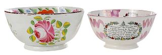 Two Staffordshire Punch Bowls
