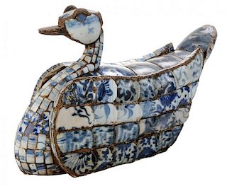Mosaic Duck Figure Made with Chinese