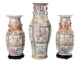 Pair Famille Rose Gilt-Decorated Vases