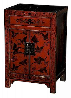 Chinese Red Lacquer Decorated Side