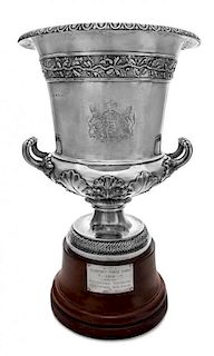 A George III Silver Wine Cooler, George Smith III & William Fearn, London, 1792, of urn form with upturned handles, the neck dec