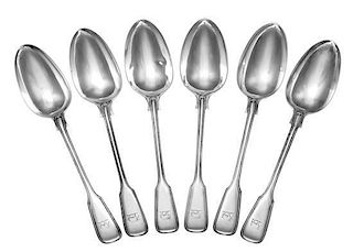 * A Set of Six Victorian Silver Tablespoons , George William Adams, London, 1859 , each having an engraved elephant passant on h