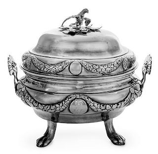 * A Danish Silver Tureen, Maker's Mark PM, Copenhagen, Late 18th/Early 19th Century , having two floral decorated handles, the l