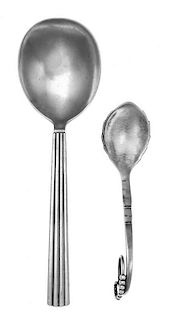 Two Danish Silver Serving Articles, Georg Jensen Silversmithy, Copenhagen, comprising a Bernadotte pattern serving spoon and a s