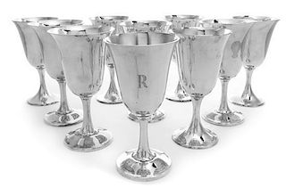 A Set of Twenty-Six American Silver Goblets, Wallace Sterling, Wallingford, MA and Gorham Mfg. Co., Providence, RI, comprising 1