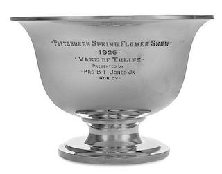 An American Silver Presentation Bowl, Watson Co., Attleboro, MA, 20th Century, of circular form, centered with the engraving Pit