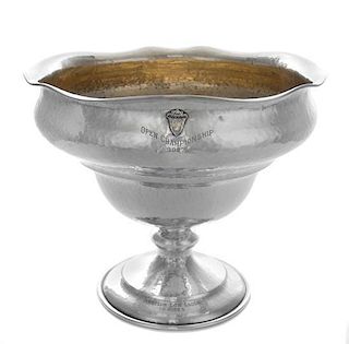 An American Hammered Silver Trophy, Sedlacek & Co., Los Angeles, CA, 20th Century, the undulating rim over an ovoid basin, inscr