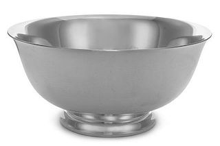 An American Silver Revere Bowl, S. Kirk & Son, Baltimore, MD, of typical form, having a flared rim and a stepped circular foot.