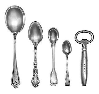 A Group of American Silver Articles, Various Makers, comprising a set of six teaspoons, a set of 11 cream soup spoons, and other