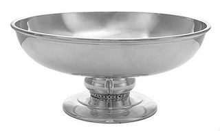 An American Silver Footed Bowl, Georg Jensen Inc. USA, Meriden, CT, or circular form, having beaded decoration between the stem
