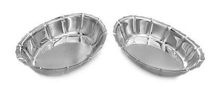 A Pair of American Silver Bowls, likely Richard Dimes Co., South Boston, MA, each of oval form with a scalloped border.