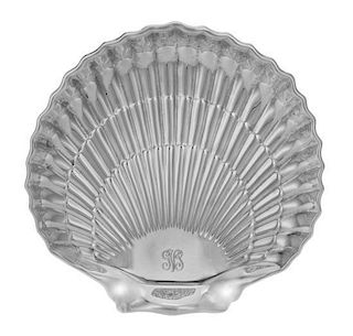 An American Silver Shell-Form Tray, Gorham Mfg. Co., Providence, RI, 1931, the base of shell with engraved monogram GVS.