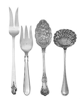 A Group of Three Silver Serving Articles, Various Makers, comprising a Danish serving fork, Cohr, an American serving fork and a