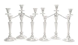 * A Set of Four American Silver Candlesticks and a Pair of Candelabra, Gorham Mfg. Co., Providence, RI, 20th Century, each havin