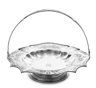 An American Silver Centerpiece Bowl, Woodside Sterling Co., New York, NY, Late 19th/Early 20th Century, having a tied reed borde