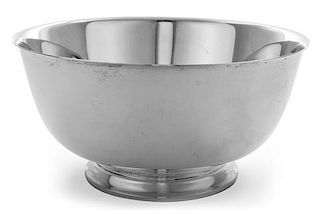An American Silver Bowl, Tiffany & Co., New York, NY, of typical form, having a flared rim and a stepped circular base.