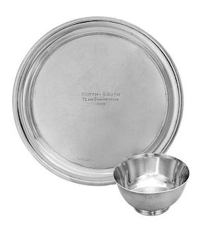 An American Silver Dish, Watrous Mfg. Co., Wallingford, CT, of circular form, engraved North-South Team Champion 1939, together