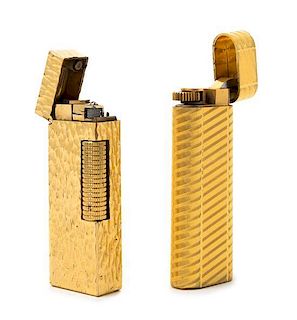 A French Gold-Plated Cigarette Lighter Heigh 2 3/4 inches.