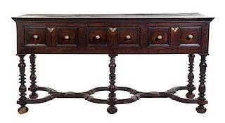 * A William & Mary Oak Sideboard Height 36 x width 70 1/2 x depth 21 inches.