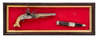 * A Scottish Highland Regiment Brass and Iron Flintlock Belt Pistol Length 12 inches.