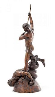 * A Continental Bronze Figural Group Height 19 1/2 inches.