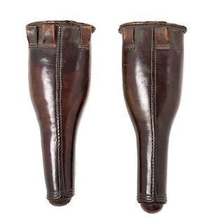 * A Pair of English Leather Horse Holsters Height of tallest 14 inches.